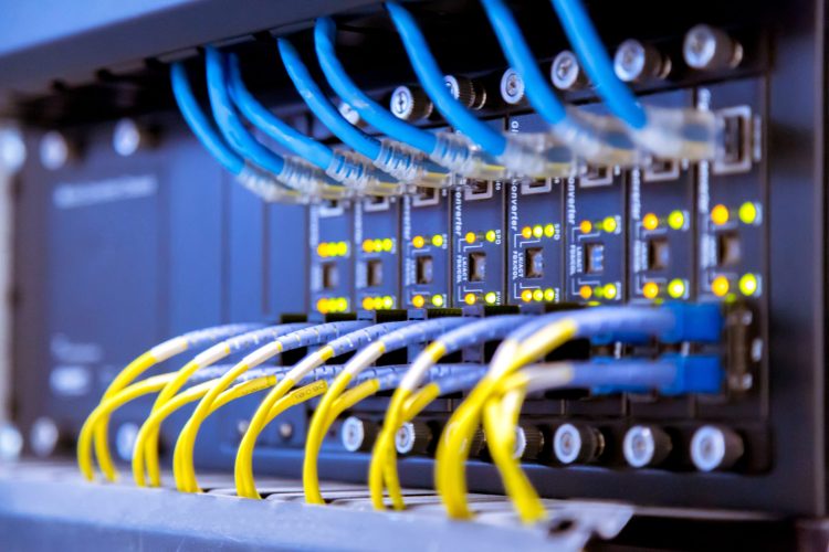 Network switch and ethernet cables,Data Center Concept. Network switch and ethernet cables,Data Center Concept.